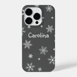 ホリデーシーズンのパターン名グレー iPhone 14 PROケース