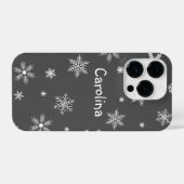 ホリデーシーズンのパターン名グレー iPhoneケース (裏面横)