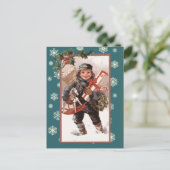 ホリデーシーズンのレトロなイラストカード シーズンポストカード (スタンド正面)