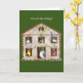 ホリデーシーズンの家、おりたたみ式グリーティングカード カード (黄色い花)