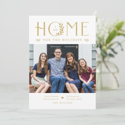 ホリデーシーズンの引っ越しお知らせ クリスマスカード (スタンド正面)