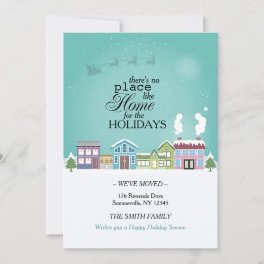 ホリデーシーズンの引っ越しのお知らせ 招待状 (正面)