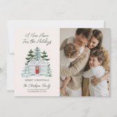 ホリデーシーズンの新しいお家の引っ越しカード シーズンカード (正面)