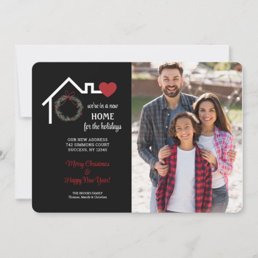 ホリデーシーズンの新しい家 フォト ホリデー カード (正面)