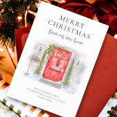 ホリデーシーズンの新しい家 赤い水彩のドア シーズンカード