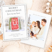 ホリデーシーズンの新しい家 赤い水彩のドア シーズンカード