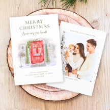 ホリデーシーズンの新しい家 赤い水彩のドア