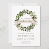 ホリデーシーズンの新しい我が家 | 新築パーティーのお知らせ 招待状 (正面)