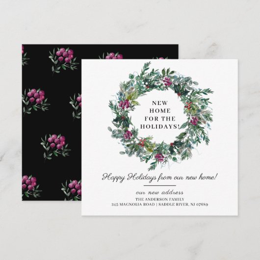 ホリデーシーズンの新居お披露目お知らせ 招待状 (正面/裏面)