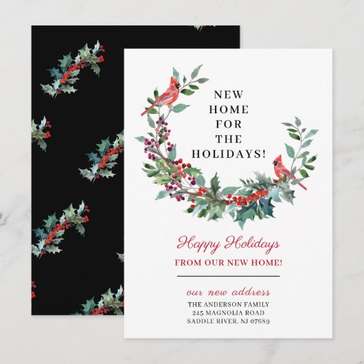 ホリデーシーズンの新居お披露目お知らせ 招待状 (正面/裏面)