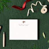 ホリデーシーズンの松の枝と実 From the Desk of ノートカード