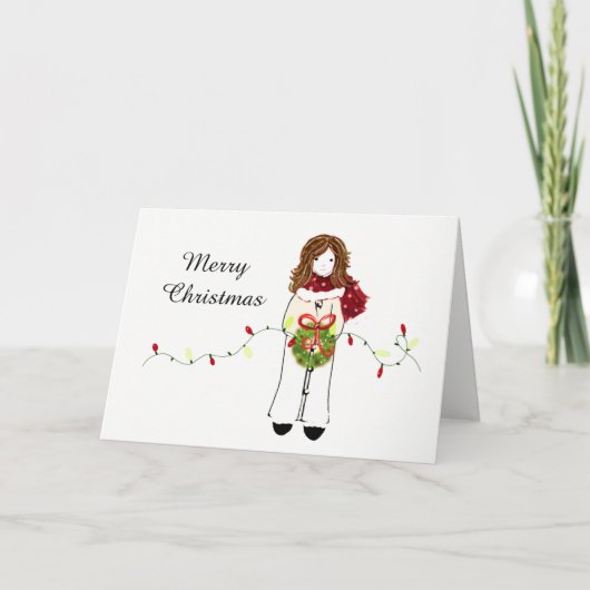 ホリデーシーズンの準備をする女の子 シーズンカード (正面)