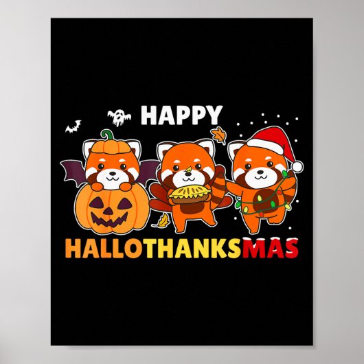ホリデーシーズンの赤パンダのクリスマスグッズ ポスター (正面)