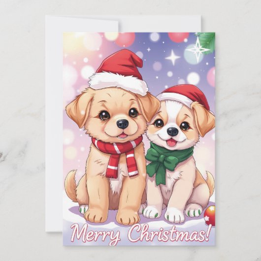 ホリデーシーズンの陽気な子犬たち - クリスマス (正面)