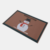 ホリデーシーズンの雪だるまへ ようこそ ドアマット (アングル)