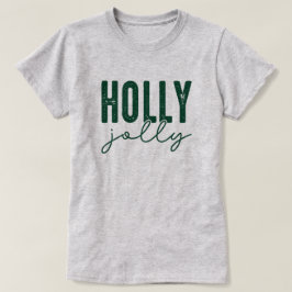 ホリデーシーズンの「Holly Jolly Script」クリスマスデザイン Tシャツ