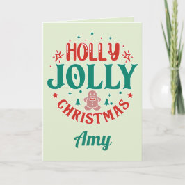 ホリデーシーズンをハッピーに!レトロな「Holly Jolly Christmas」デザイン カード
