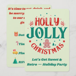 ホリデーシーズンをハッピーに!レトロな「Holly Jolly Christmas」デザイン 招待状