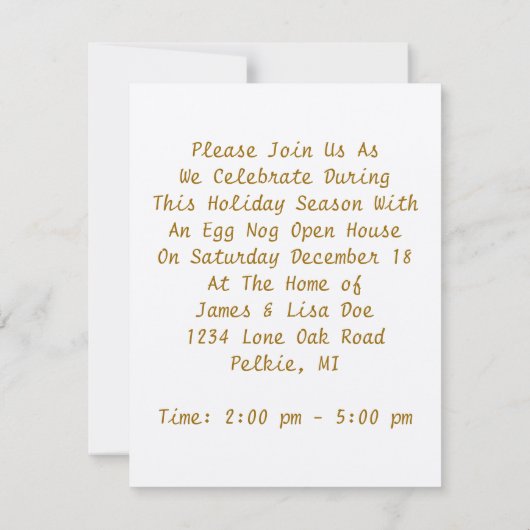 ホリデーシーズンエッグノグオープンハウスパーティの招待状 招待状 (裏面)