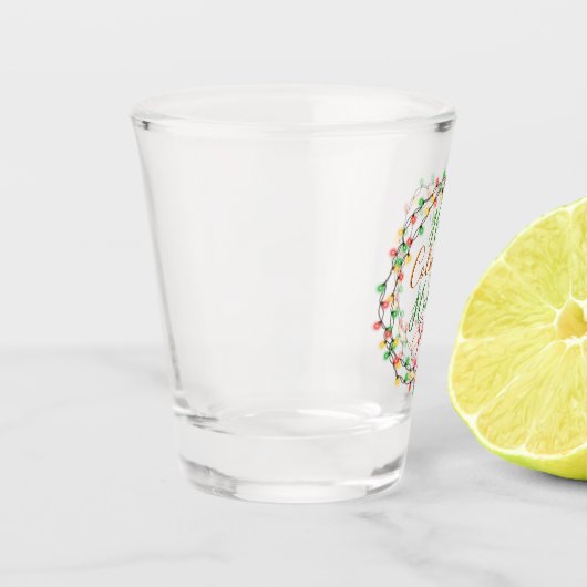 ホリデーシーズンカラフル引用文文字ワードアートがある ショットグラス (左)