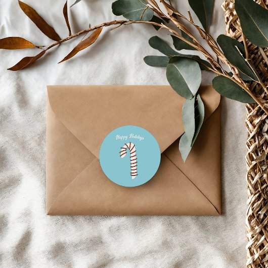 ホリデーシーズンキャンディ芸術的ケーングリーティング ラウンドシール