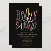 ホリデーシーズンクリスマスクリスマスブージーカクテルパーティー 招待状 (正面/裏面)