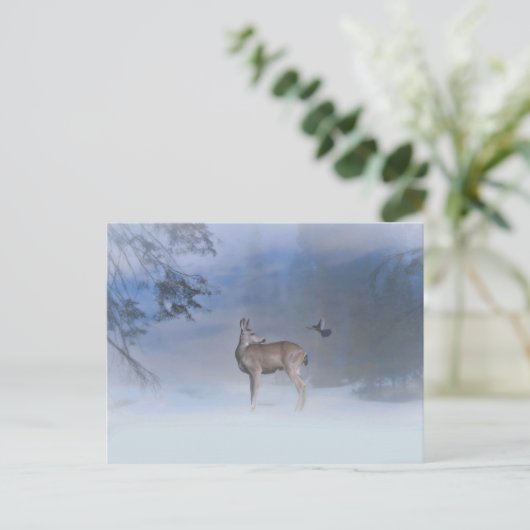 ホリデーシーズングリーティングブルーバードディアー ポストカード (スタンド正面)