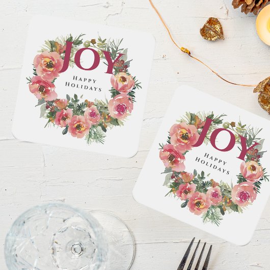 ホリデーシーズンジョイリースボタニック スクエアペーパーコースター