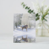 ホリデーシーズンズグリーティングホースin雪 ポストカード (スタンド正面)