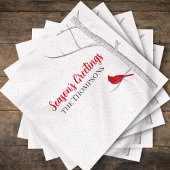 ホリデーシーズンズグリーティングレッド(鳥)ショウジョウコウカンチョウ樺の木ツリー スタンダードカクテルナプキン