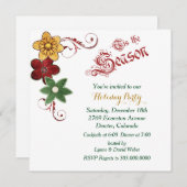 ホリデーシーズンフラワースワールクリスマスパーティー 招待状 (正面/裏面)