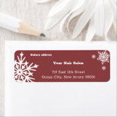 ホリデーシーズンブルガンディホワイトスノーフレークスアドレス ラベル (インサイチュ)