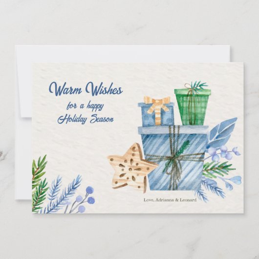 ホリデーシーズンブルーグリーティングカード シーズンカード (正面)