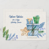 ホリデーシーズンブルーグリーティングカード シーズンカード (正面/裏面)