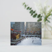 ホリデーシーズンロックフェラースケートで滑るリンク葉書 シーズンポストカード (スタンド正面)