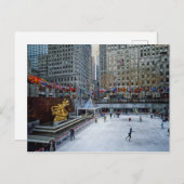 ホリデーシーズンロックフェラースケートで滑るリンク葉書 シーズンポストカード (正面/裏面)