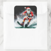 ホリデーシーズン中の波にサンタが乗り越える スクエアシール (バッグ)