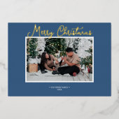 ホリデーシーズン到来！ ブルー ホリー ジョリー メリー クリスマス ニュース フォト FOIL 箔シーズンカード (正面)