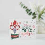 ホリデーシーズン到来！ラクダのLllamaと一緒に楽しく過ごそう ポストカード (スタンド正面)