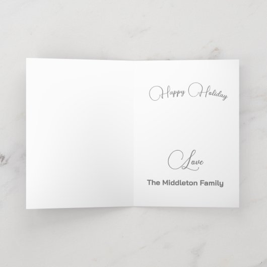 ホリデーシーズン家族の写真グリーティエレガントング 箔シーズンカード (内側レイダウン)