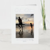 ホリデーシーズン家族の写真グリーティエレガントング 箔シーズンカード (正面)