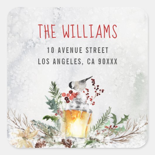 ホリデーシーズン差出人住所シール スクエアシール (正面)