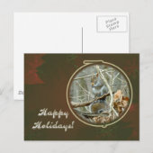 ホリデーシーズン挨拶 - グレー・リス シーズンポストカード (正面/裏面)
