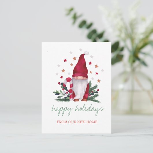 ホリデーシーズン移転のお知らせ,クリスマスの小人 案内ポストカード (スタンド正面)