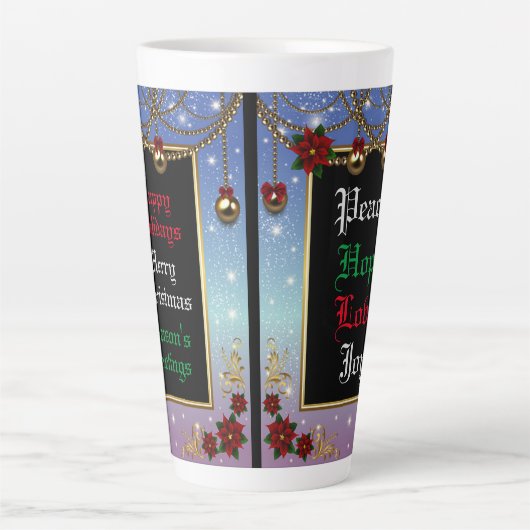 ホリデーシーズン装飾ブルーフレーム カフェラテマグ (正面)