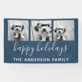 ホリデーシーズン3枚の写真 - ネイビーに色を変更可能 横断幕 (横)