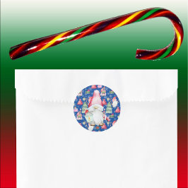 ホリデーシーズン クリスマスパターン 青 サンタジミー ラウンドシール