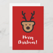 ホリデーシーズン、クリスマス、かわいいトナカイ シーズンカード (正面/裏面)