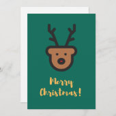 ホリデーシーズン、クリスマス、かわいいトナカイ シーズンカード (正面/裏面)