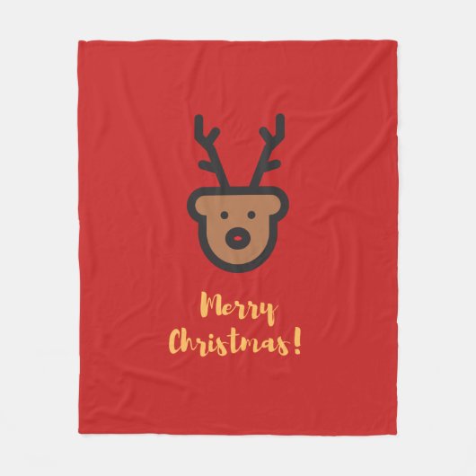 ホリデーシーズン、クリスマス、かわいいトナカイ フリースブランケット (正面)